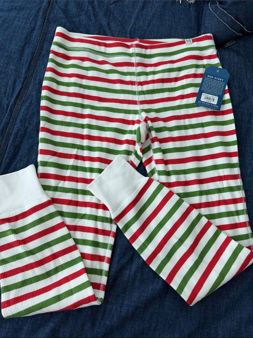 Life Is Good Women’s Large L Holiday Stripe Pajama Pants - Red Green White NWT